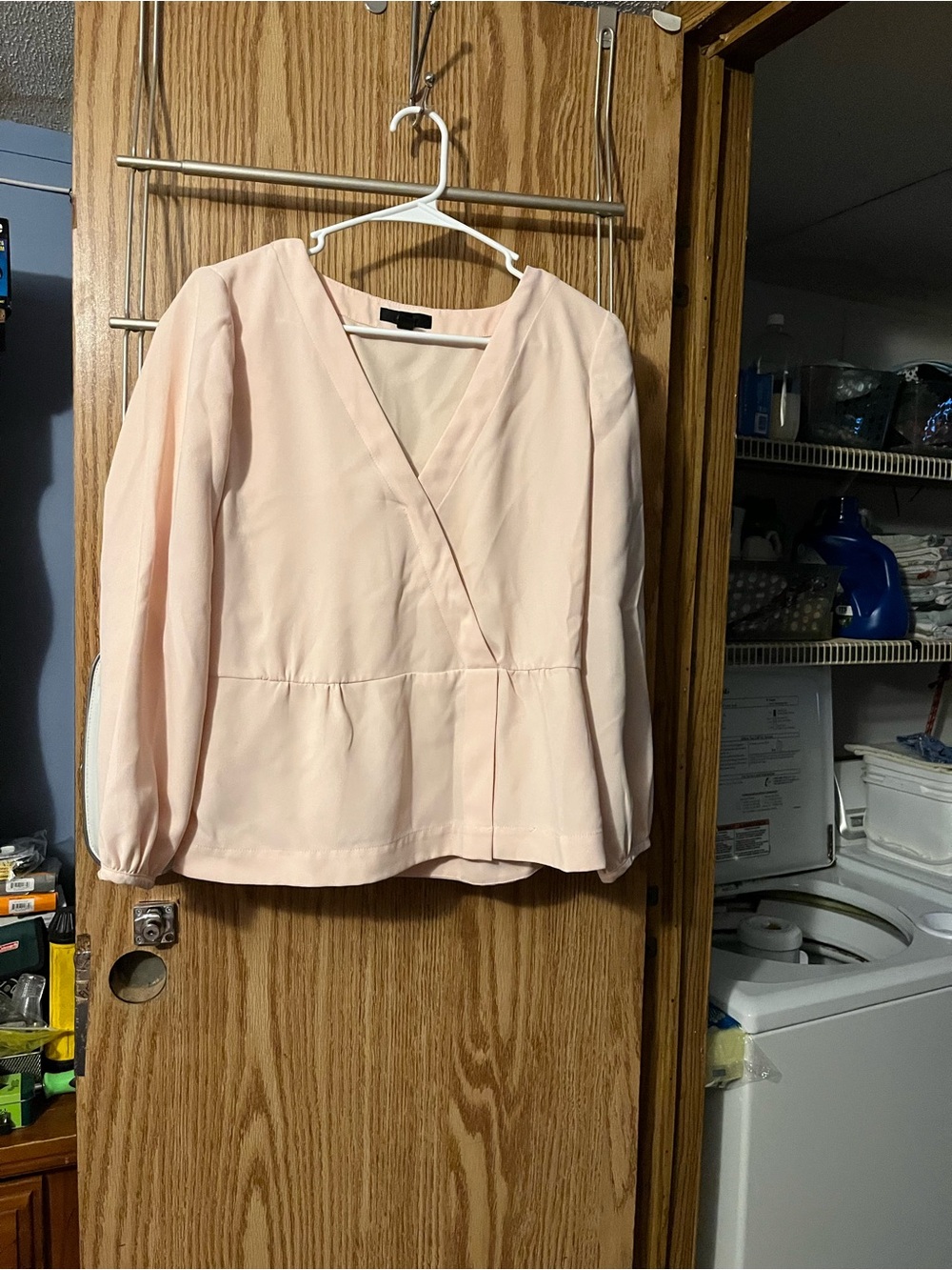 J. Crew Blush Pink Wrap-Front Peplum Blouse